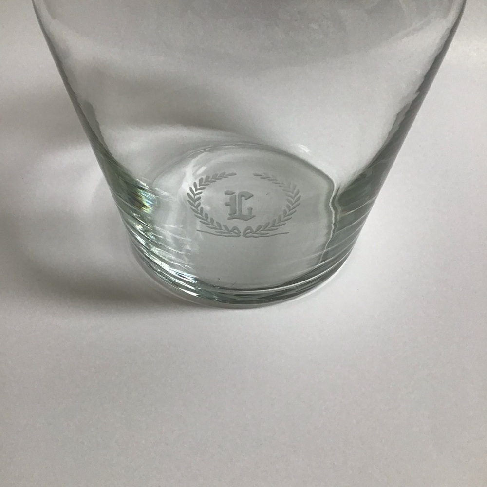 Letter L Monogram Wine Decanter Carafe 6 Glasses SET Etched Clear Glass Barware - Picture 7 of 16